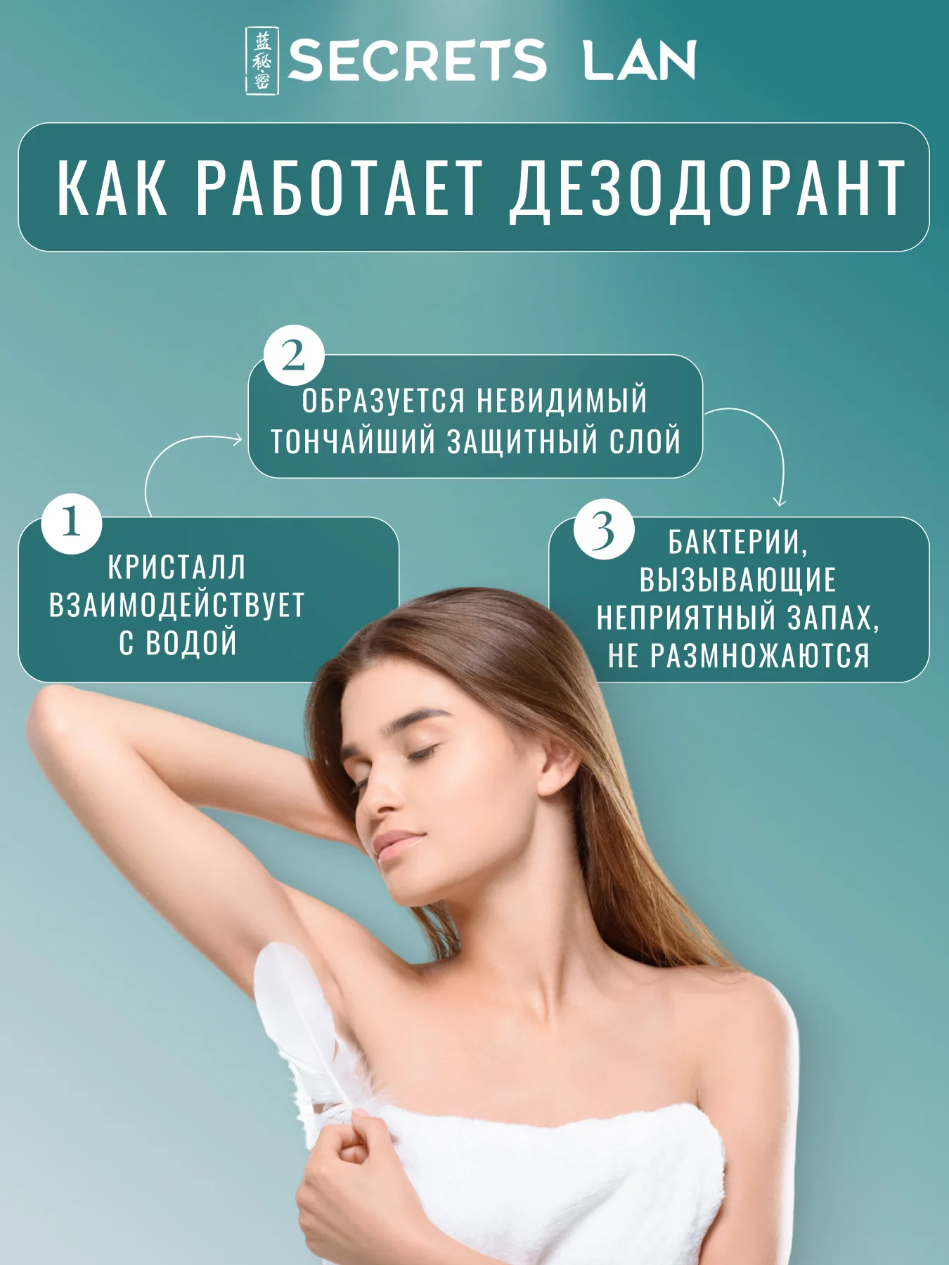 Дезодорант минеральный кристалл, женский мужской, без запаха, 2 шт
