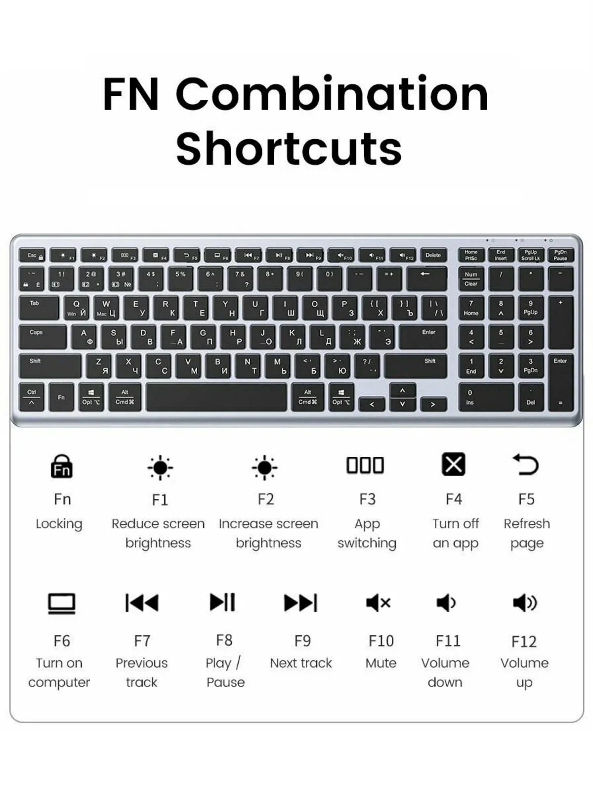 Беспроводная клавиатура UGREEN KU005 Ultra Slim Wireless Keyboard (2.4GHz / Bluetooth 5.0)