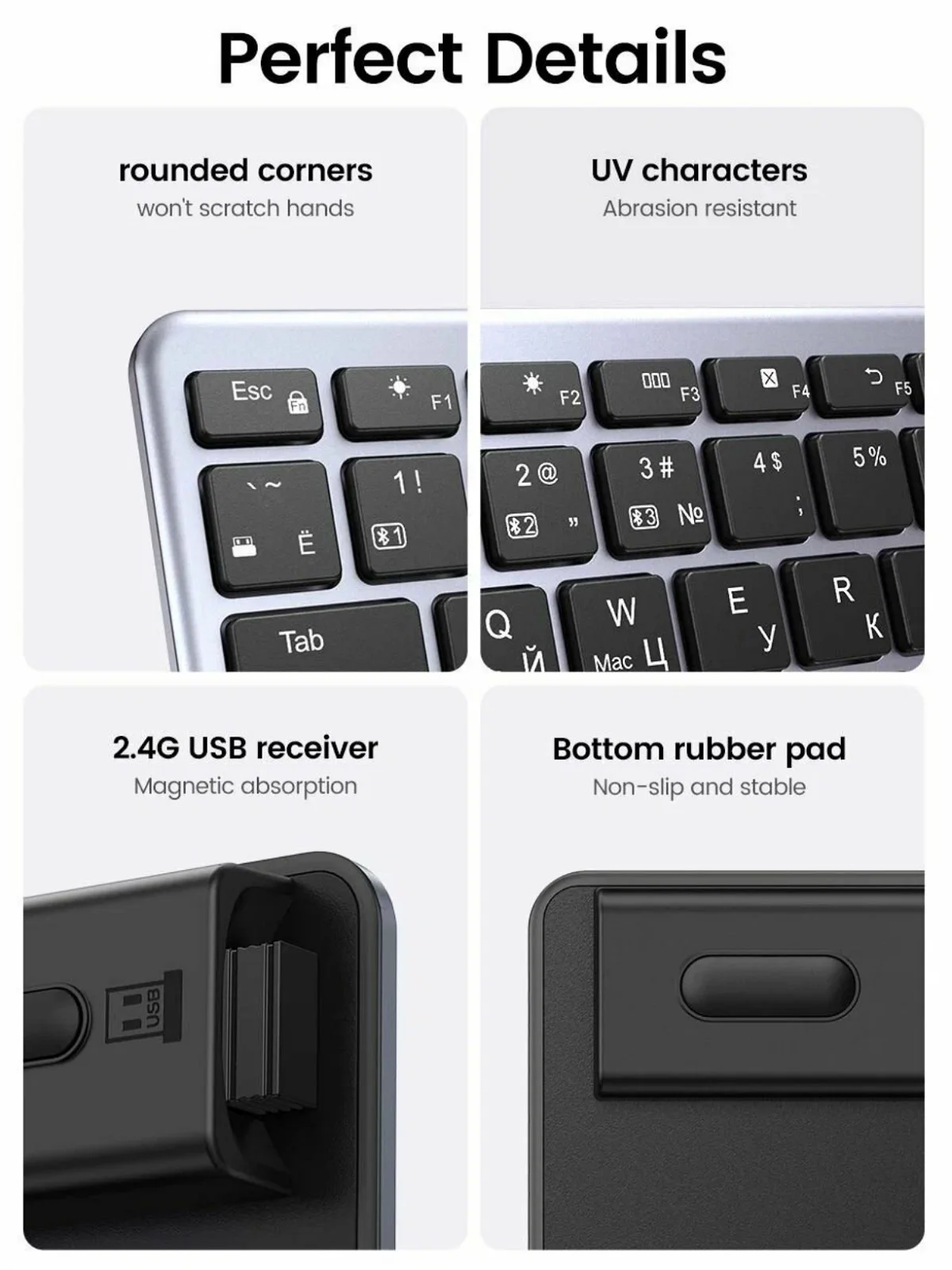 Беспроводная клавиатура UGREEN KU005 Ultra Slim Wireless Keyboard (2.4GHz / Bluetooth 5.0)