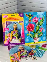 Аппликация алмазная стразами кукла Барби Barbie Кактус