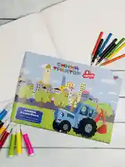 Рисование Синий трактор с ковшом из мультика экскаватор