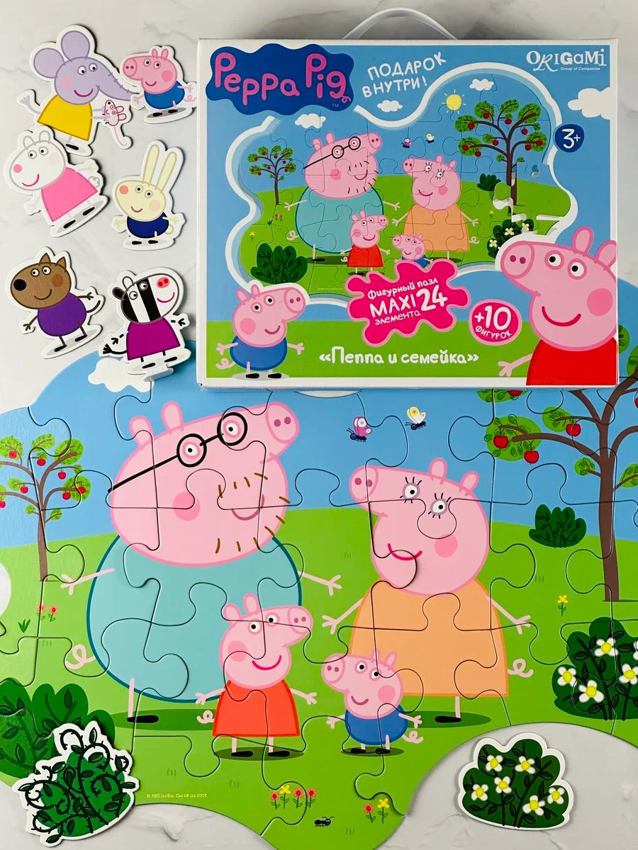 Фигурки пазл мозаика картонный для малышей Свинка Пеппа Peppa Pig 24 элемента