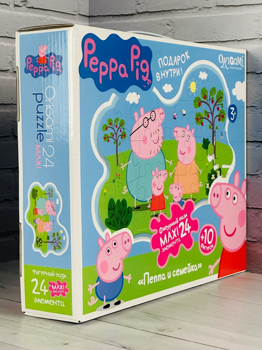 Фигурки пазл мозаика картонный для малышей Свинка Пеппа Peppa Pig 24 элемента