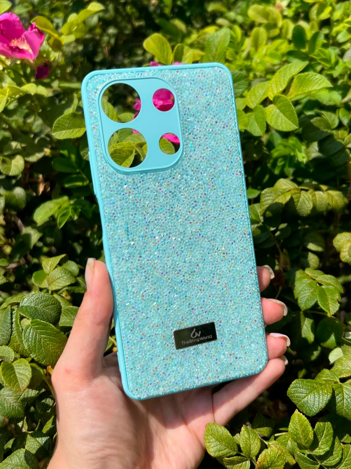 Бирюзовый силиконовый чехол the bling world для Xiaomi Redmi Note 13 4G / Редми Нот 13 4G