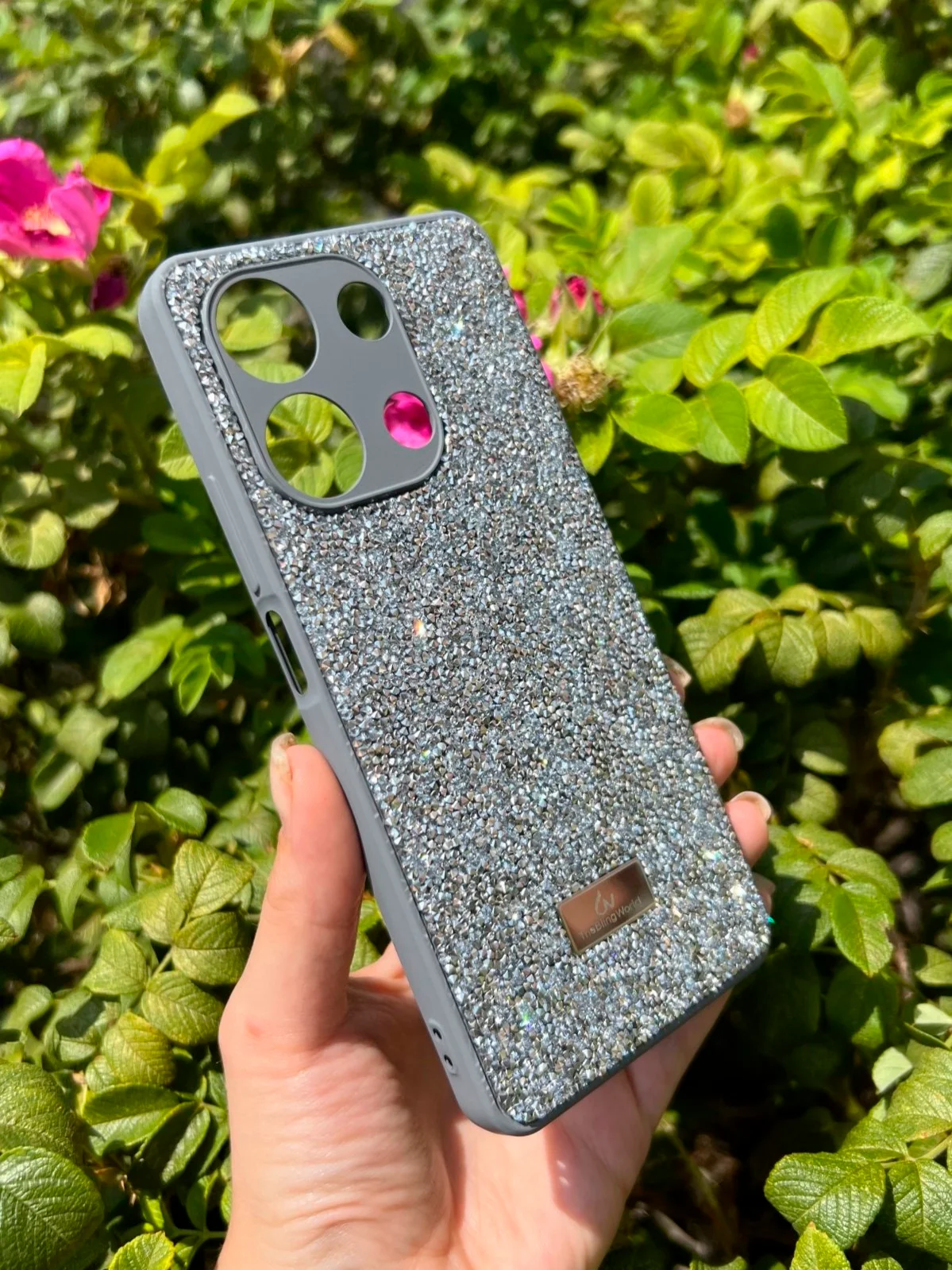 Серебряный силиконовый чехол the bling world для Xiaomi Redmi Note 13 4G / Редми Нот 13 4G