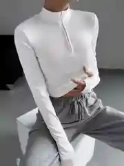 Белый кроп топ лапша с молнией
