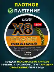 Леска плетенка Dayo Power BRAID Х8 Рыболовная Сверхпрочная, Для всех условий рыбалки