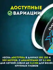 Рыболовная леска плетенка Dayo Power Braid X4 для Спиннинга и Фидера, 100/150/300м, 7-36кг