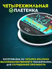 Рыболовная леска плетенка Dayo Power Braid X4 для Спиннинга и Фидера, 100/150/300м, 7-36кг