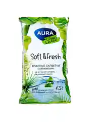 Салфетки влажные освежающие AURA Soft and Fresh, 15 шт