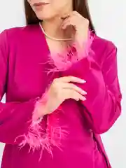 Фуксия платье вечернее с перьями