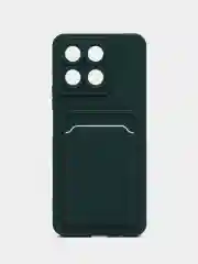 Тёмно-зелёный чехол для Honor X8A 4G (Хонор Х8а 4 Джи) с карманом для карт