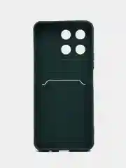 Тёмно-зелёный чехол для Honor X8A 4G (Хонор Х8а 4 Джи) с карманом для карт