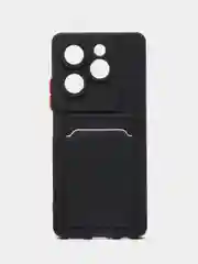 Черный чехол для Infinix Hot 40 / Hot 40 Pro / Spark 20 Pro с карманом для карт