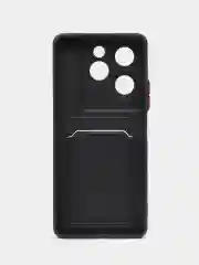 Черный чехол для Infinix Hot 40 / Hot 40 Pro / Spark 20 Pro с карманом для карт