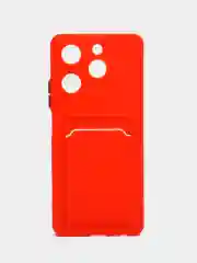 Красный чехол Tecno Spark 20C / Spark 20 / Go 2024 (Техно Спарк 20 / 20С)  карманом для карт