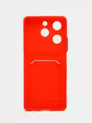 Красный чехол Tecno Spark 20C / Spark 20 / Go 2024 (Техно Спарк 20 / 20С)  карманом для карт