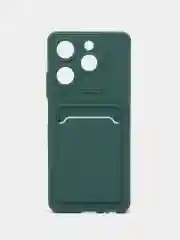 Тёмно-зелёный чехол Tecno Spark 20C / Spark 20 / Go 2024 (Техно Спарк 20 / 20С)  карманом для карт