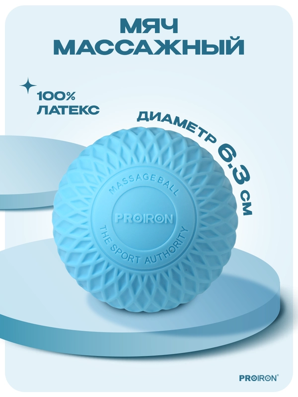 Мячик массажный, мяч для МФР, PROIRON, 6.3 см, голубой