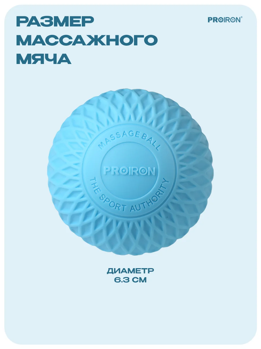 Мячик массажный, мяч для МФР, PROIRON, 6.3 см, голубой