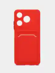 Красный чехол для Tecno Spark 10 / 10C (Техно Спарк 10 / 10С)  карманом для карт