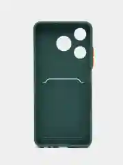 Тёмно-зелёный чехол для Tecno Spark 10 / 10C (Техно Спарк 10 / 10С)  карманом для карт