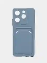 Синий меланж чехол для Infinix Hot 40 / Hot 40 Pro / Spark 20 Pro с карманом для карт