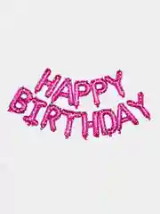 Розовый гирлянда растяжка из воздушных фольгированных шаров "Happy Birthday", С днем рождения, 40 см