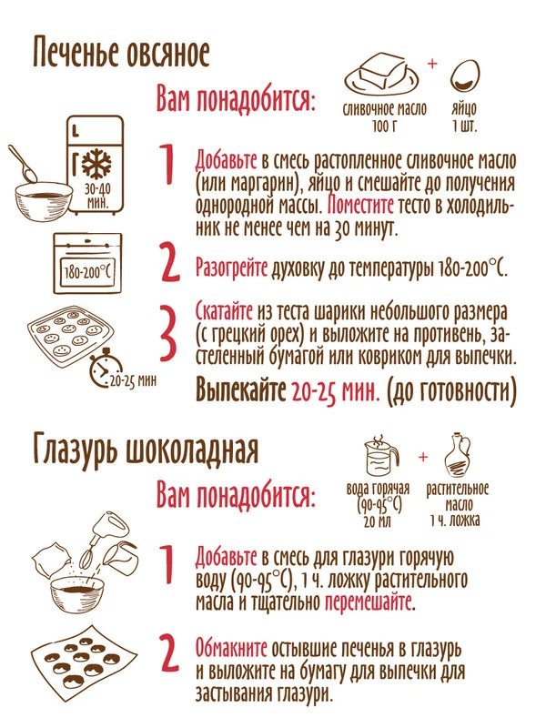 Набор для выпечки печенья С.Пудовъ "Овсяное печенье", с глазурью, 400 г