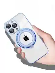 Фиолетовый чехол для айфон (iPhone) 13 14 15 Pro Max, MagSafe прозрачный с подставкой кольцом