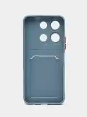 Синий меланж чехол для Infinix Note 30i (Инфиникс Ноут 30 ай) с карманом для карт