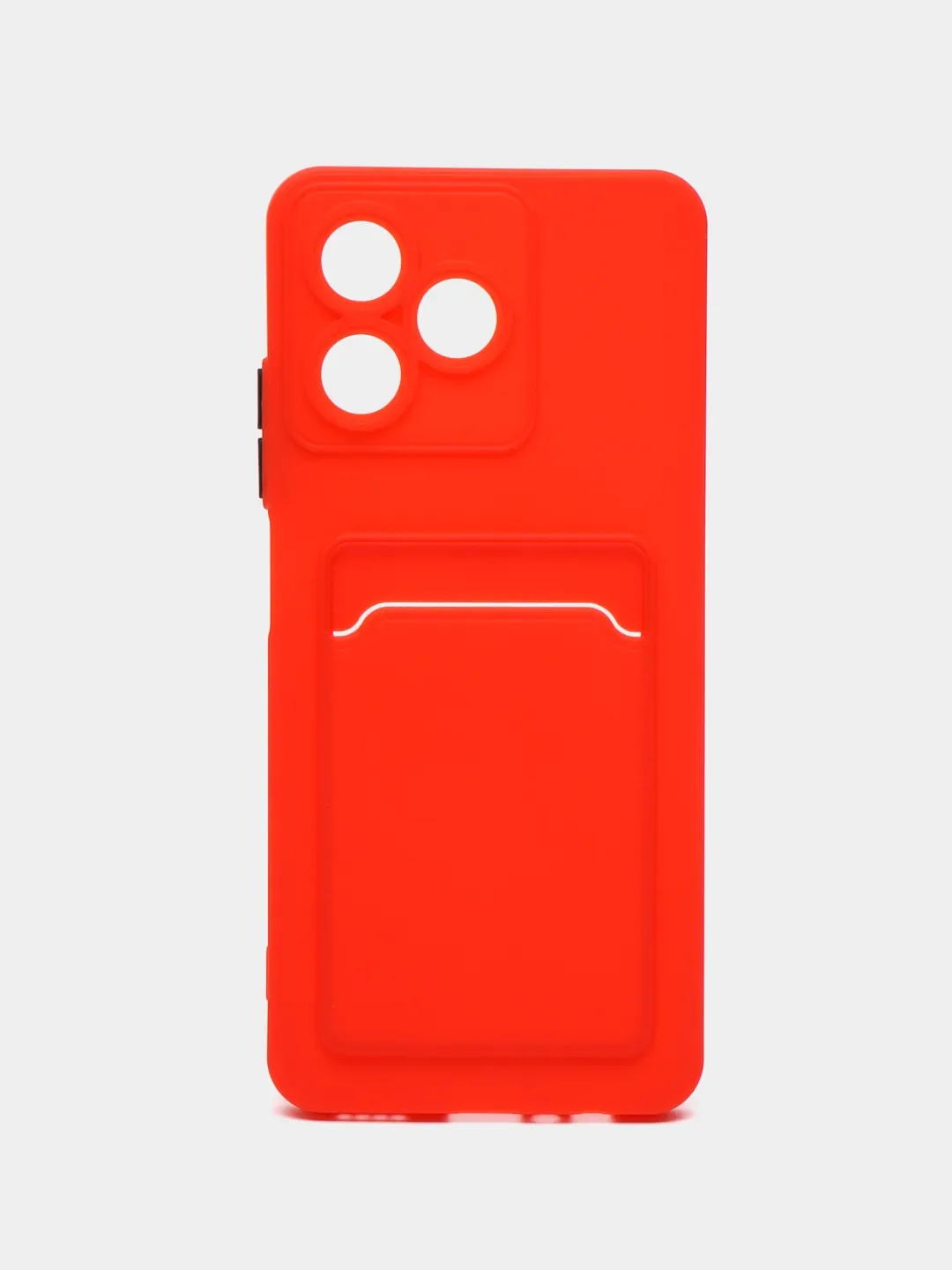 Красный чехол для Realme C51/C53/Note 50 (Реалми С51/С53/Нот 50) с карманом для карт
