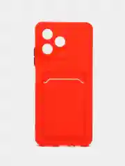 Красный чехол для Realme C51/C53/Note 50 (Реалми С51/С53/Нот 50) с карманом для карт