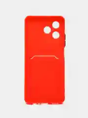 Красный чехол для Realme C51/C53/Note 50 (Реалми С51/С53/Нот 50) с карманом для карт