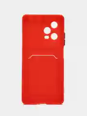 Красный чехол для Xiaomi Redmi Note 12 Pro Plus 5G (Редми Нот 12 Про плюс) с карманом для карт
