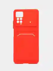 Красный чехол для Xiaomi Redmi Note 12 Pro 4G (Редми Нот 12 Про) с карманом для карт,