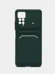 Тёмно-зелёный чехол для Xiaomi Redmi Note 12 Pro 4G (Редми Нот 12 Про) с карманом для карт,