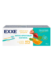 Детская зубная паста с кальцием EXXE "Мятно-фруктовый коктейль", с 6 лет, 75 мл