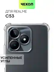 Прозрачный чехол для Realme C51 C53 C51s Note 50 Narzo N53 противоударный силиконовый BROSCORP, углы