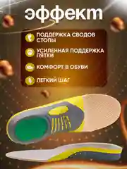 Зеленый стельки для обуви анатомические, с амортизирующей пяткой, каркасные, универсальные
