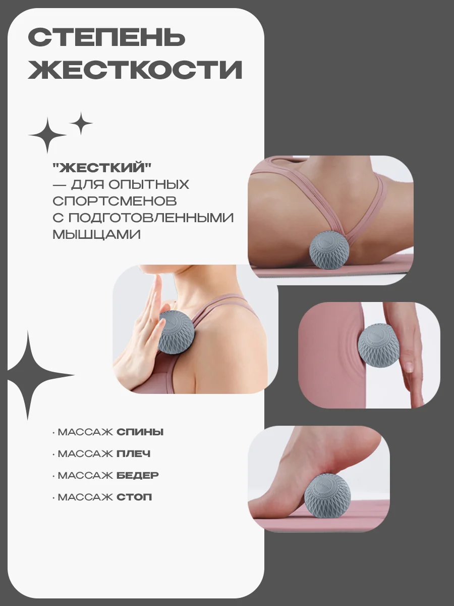 Мячик массажный, МФР, PROIRON, 6.3 см, серый