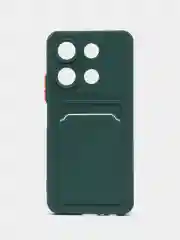 Тёмно-зелёный чехол для Xiaomi Redmi Note 13 4G (Сяоми Редми Ноут 13 4G) с карманом для карт