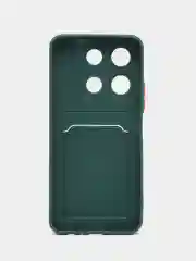Тёмно-зелёный чехол для Xiaomi Redmi Note 13 4G (Сяоми Редми Ноут 13 4G) с карманом для карт