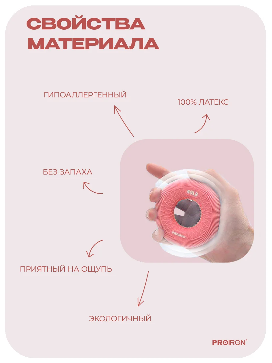 Эспандер кистевой, 13 кг, PROIRON, лососевый