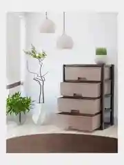 Коричневый комод "Колорит" широкий, 4 ящика, пластик, 560х390х810 мм