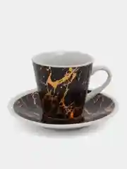 Черный набор кофейный "Мрамор", 24 предмета, чашки 90 мл