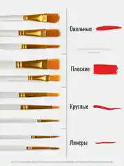 Белый кисти художественные для рисования, набор 10 шт