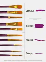 Фиолетовый кисти художественные для рисования, набор 10 шт
