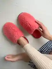 Синий тапочки домашние женские меховые из овечьей шерсти