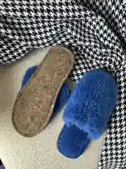 Синий тапочки домашние женские меховые из овечьей шерсти